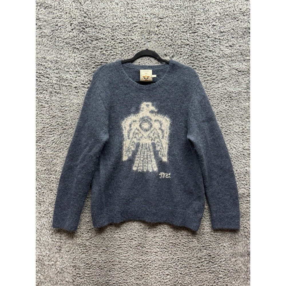 Faherty Thunder Voice Eagle Alpaca Blend Pullover Sweater Navy Blue Mens‎ Size M